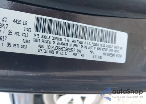 2014 Jeep Compass Sport from USA, damaged, VIN 1C4NJCBB0ED880927